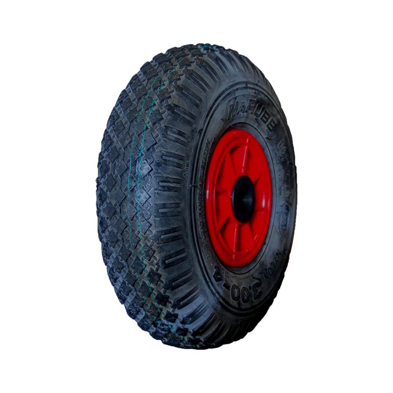 pneu + roue 3.00-4 2.10x4 ET0 roulement à rouleaux Ø25 NL75mm plastique S-2303 Rouge