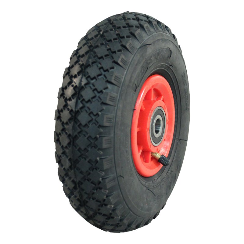 pneu + roue 3.00-4 2.10x4 ET0 NL75mm plastique S-2303 Rouge