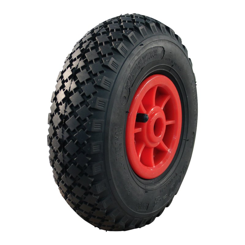 pneu + roue 3.00-4 2.10x4 ET0 roulement à rouleaux Ø25 NL75mm plastique S-2303 Rouge