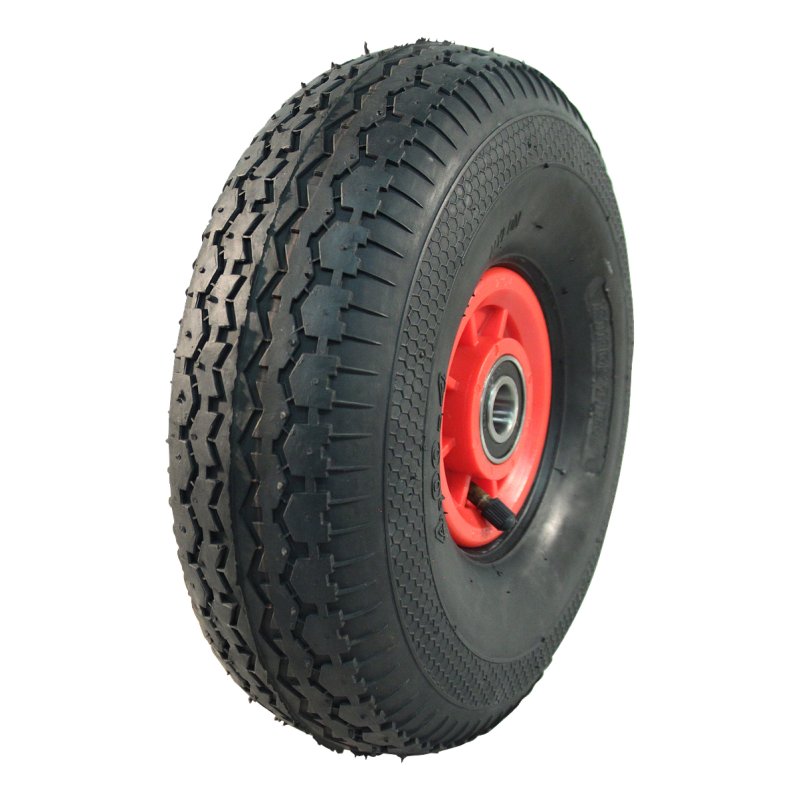 pneu + roue 4.00-4 2.10x4 ET0 NL75mm plastique V-6504 Rouge