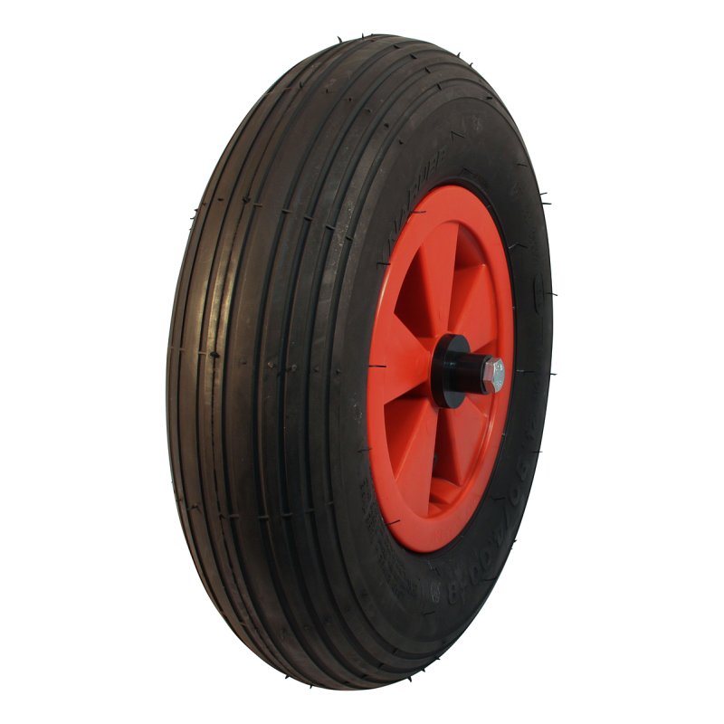pneu + roue 4.80/4.00-8 2.50Ax8 ET0 NL75mm plastique S-2301 Rouge 130mm roulement à rouleaux