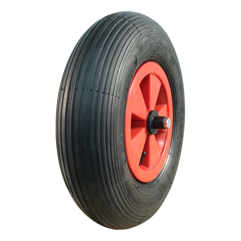 pneu + roue 4.80/4.00-8 2.50Ax8 ET0 NL75mm plastique V-5501A Rouge 130mm konus-kogellager