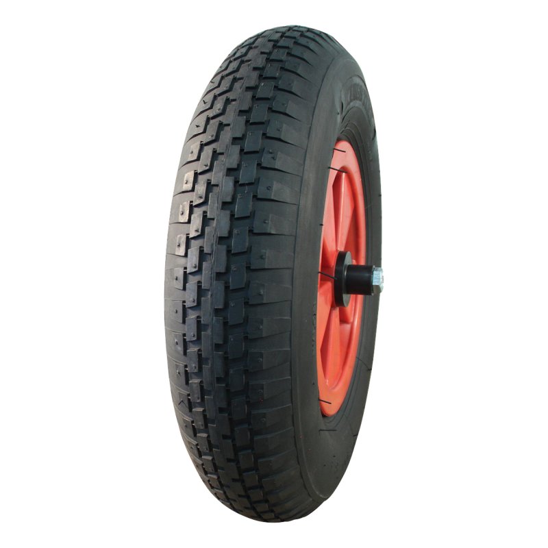 pneu + roue 4.80/4.00-8 2.50Ax8 ET0 NL75mm plastique V-6635 Rouge 130mm konus-kogellager