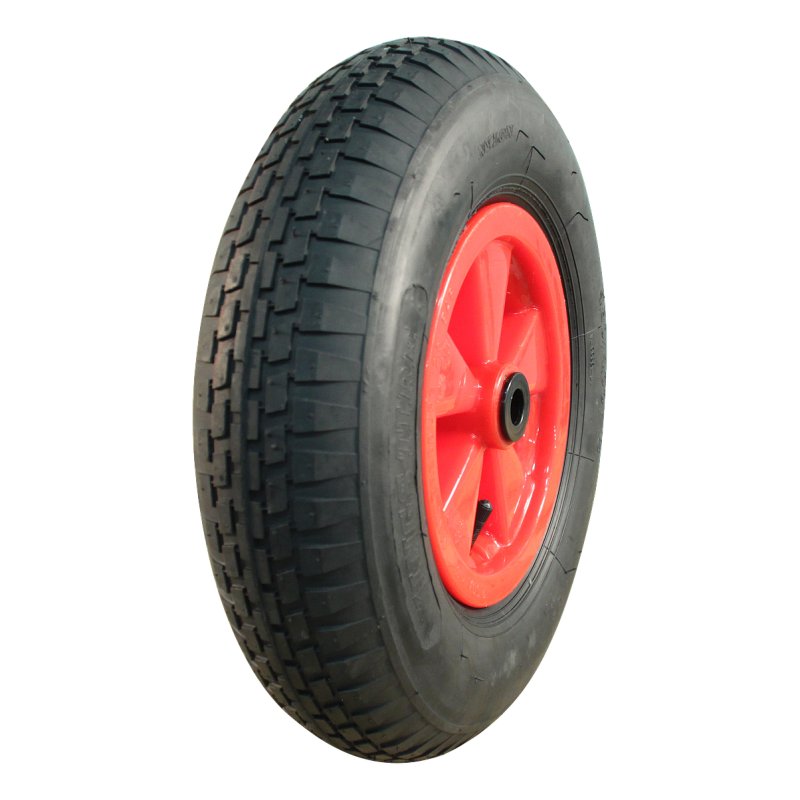 pneu + roue 4.80/4.00-8 2.50Ax8 ET0 palier lisse Ø20 NL88mm plastique V-6635 Rouge