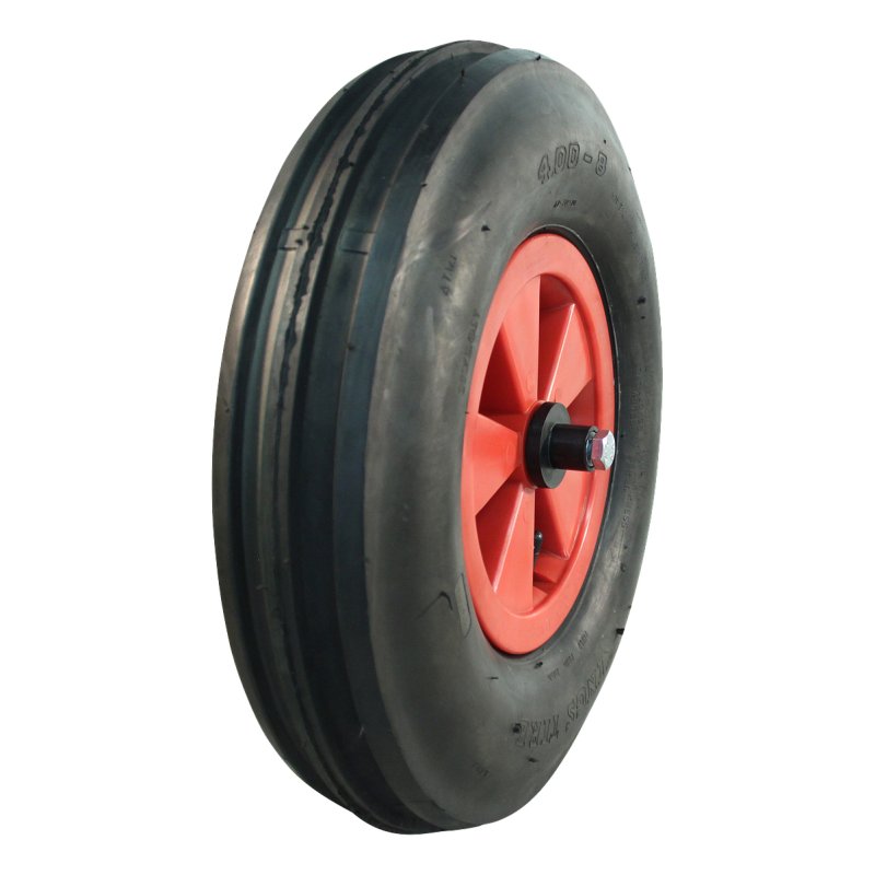 pneu + roue 4.80/4.00-8 2.50Ax8 ET0 NL75mm plastique V-8502 Rouge 130mm konus-kogellager