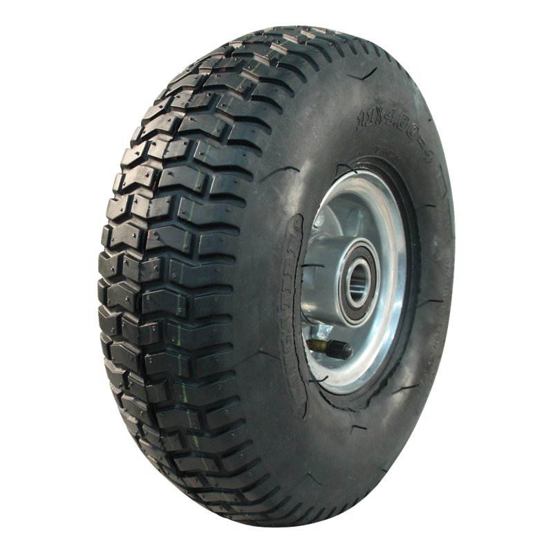 pneu + roue 11x4.00-4 2.10-4 ET0 roulement à billes Ø20 NL75mm métal S-2101 gris argent