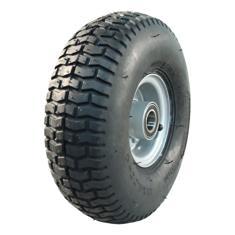 pneu + roue 11x4.00-4 2.10-4H2 ET0 roulement à billes Ø25 NL75mm métal V-3502 gris argent