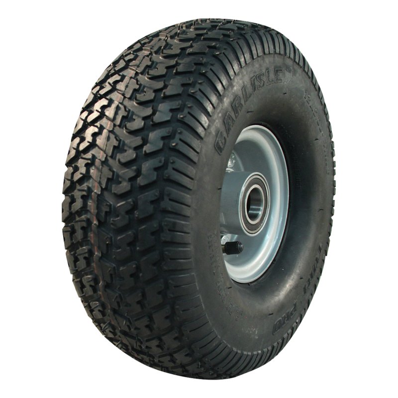 pneu + roue 12x5.00-4 (140/65-4) 2.10-4H2 ET0 roulement à billes Ø25 NL75mm métal Turf Pro gris argent