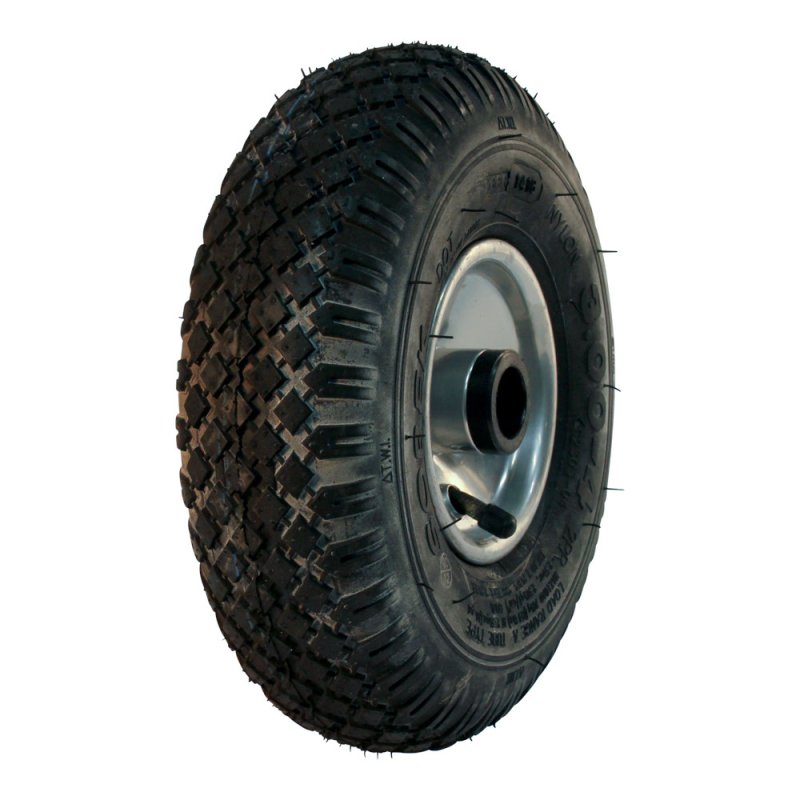 pneu + roue 2.50-4 2.10x4H2 ET0 roulement à rouleaux Ø25 NL75mm métal V-5501 gris argent