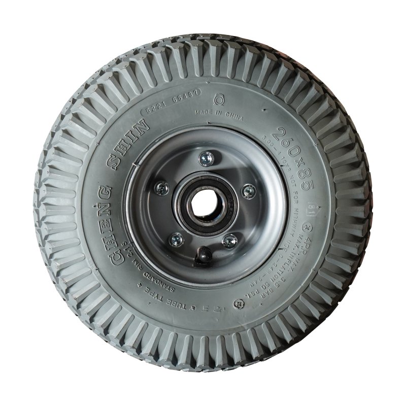pneu + roue 3.00-4 2.10-4H2 ET0 roulement à billes Ø25 NL75mm métal C-248 gris argent