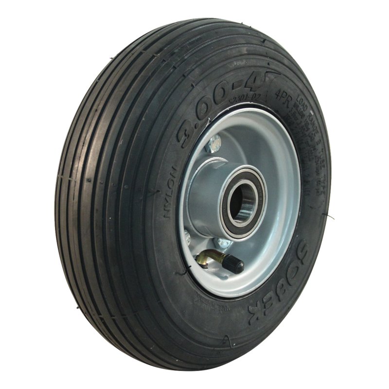 pneu + roue 3.00-4 2.10-4H2 ET0 roulement à billes Ø25 NL75mm métal S-2301 gris argent