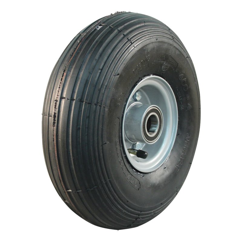 pneu + roue 4.00-4 2.10-4H2 ET0 roulement à billes Ø25 NL75mm métal V-5501 gris argent