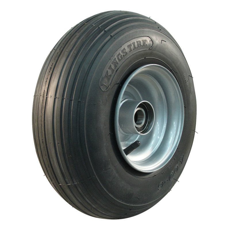 pneu + roue 4.00-6 4.50Ax6 ET0 NL75mm métal V-5501 gris argent