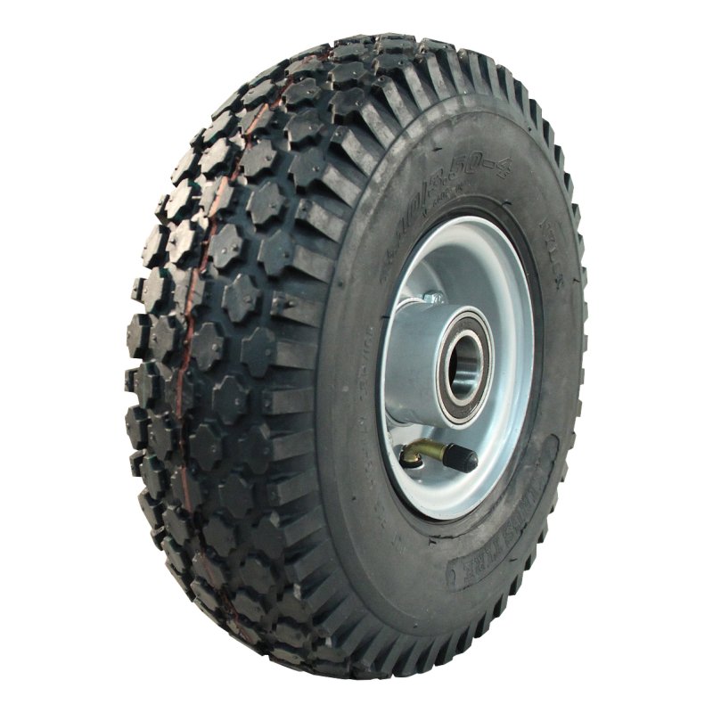 pneu + roue 4.10/3.50-4 2.10-4 ET0 roulement à billes Ø20 NL75mm métal V-6602 gris argent