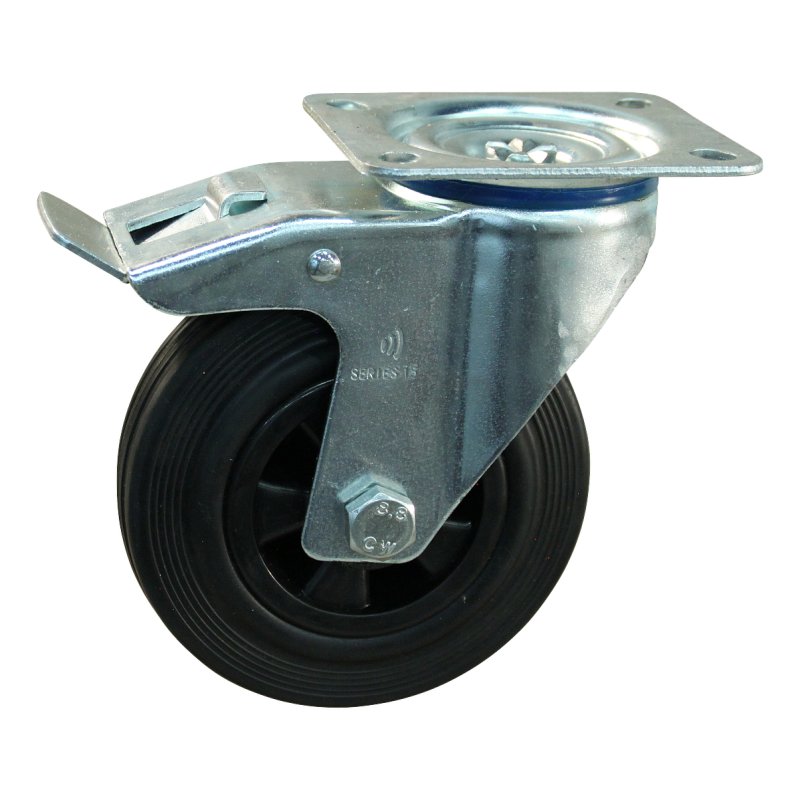 roulette pivotante avec frein 125mm série 01 ᠆ 15 montage de la plaque palier lisse