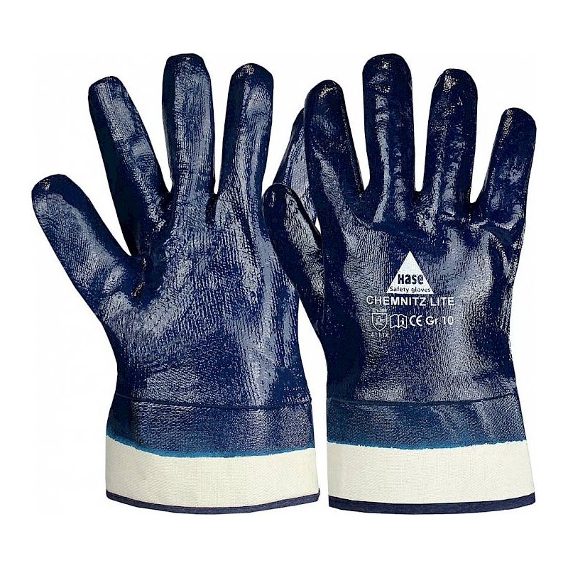 gant de travail coton avec revêtement nitrile intégral taille 11 blanc / bleu