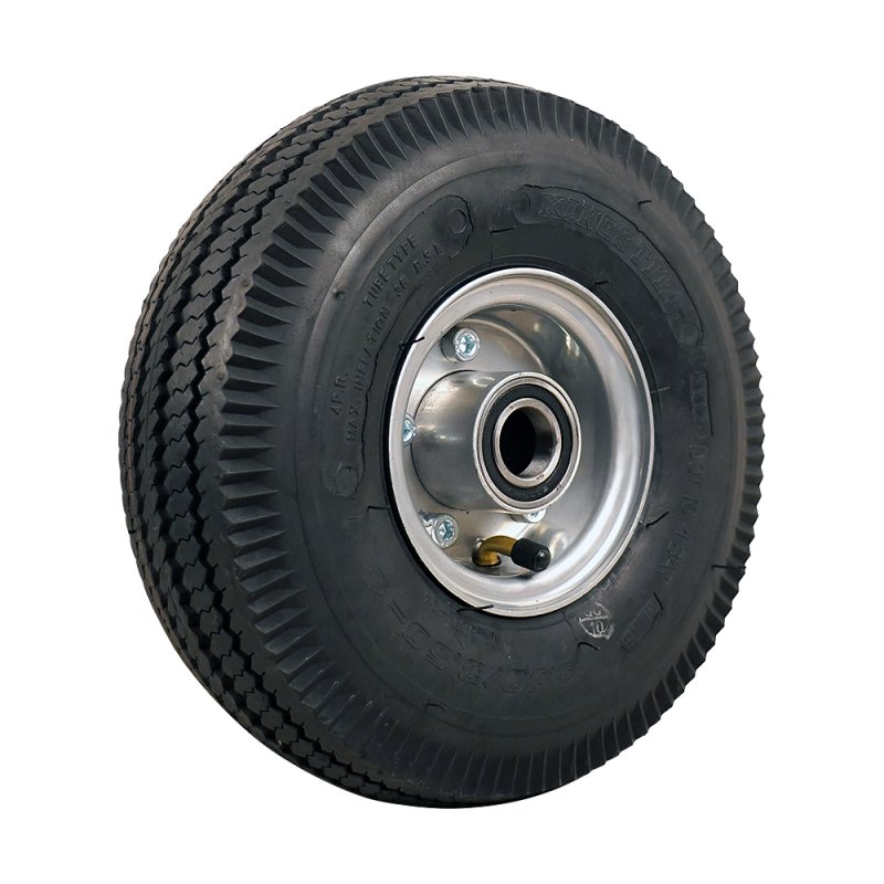 pneu + roue 4.10/3.50-4 2.10-4H2 ET0 roulement à billes Ø25 NL75mm métal V-6603 gris argent