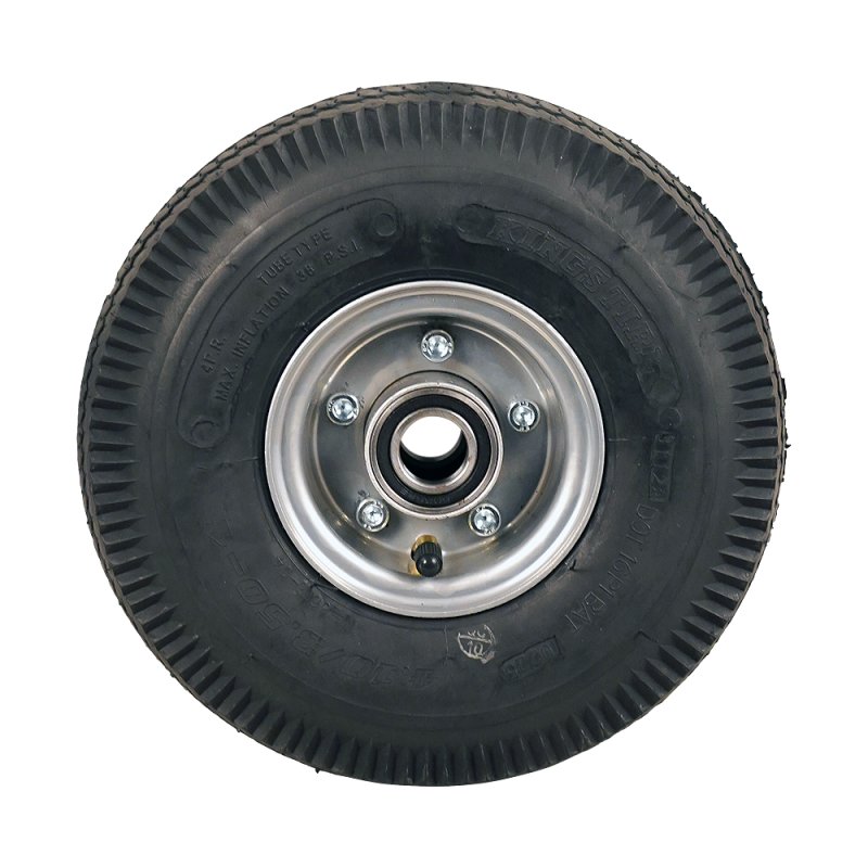pneu + roue 4.10/3.50-4 2.10-4H2 ET0 roulement à billes Ø25 NL75mm métal V-6603 gris argent