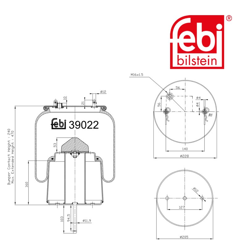 Coussin d air avec piston en acier et tige piston