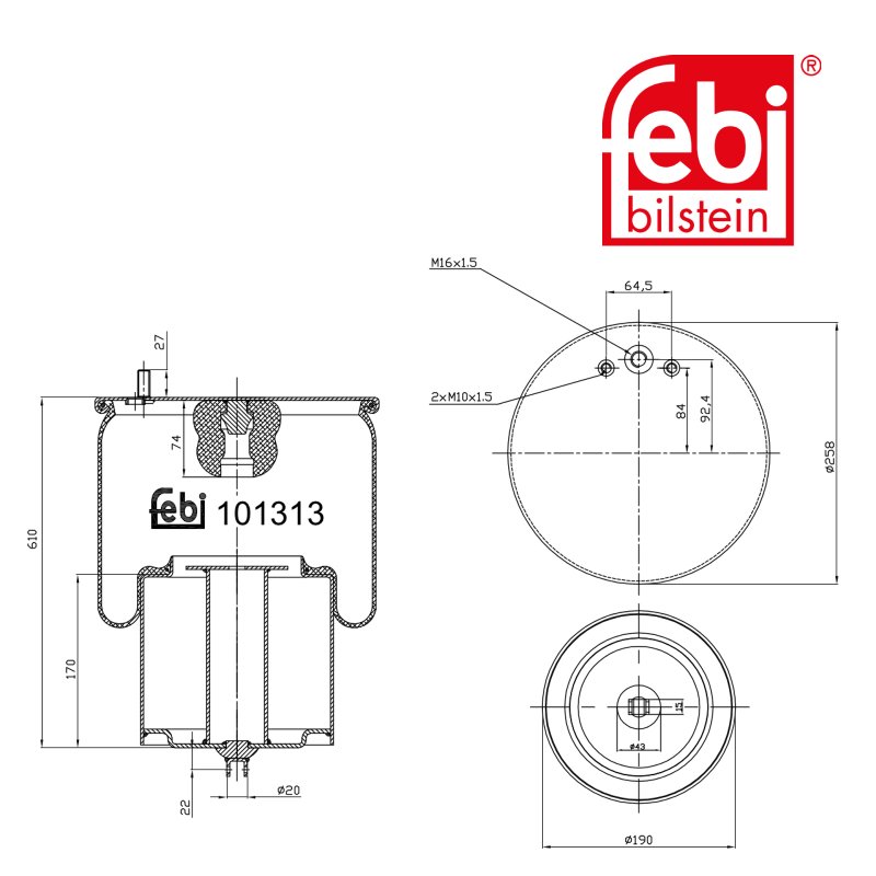 Coussin d air avec piston en acier