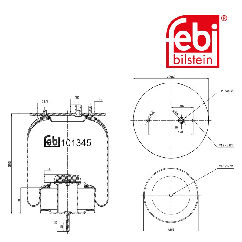 Coussin d air avec piston en acier et tige piston