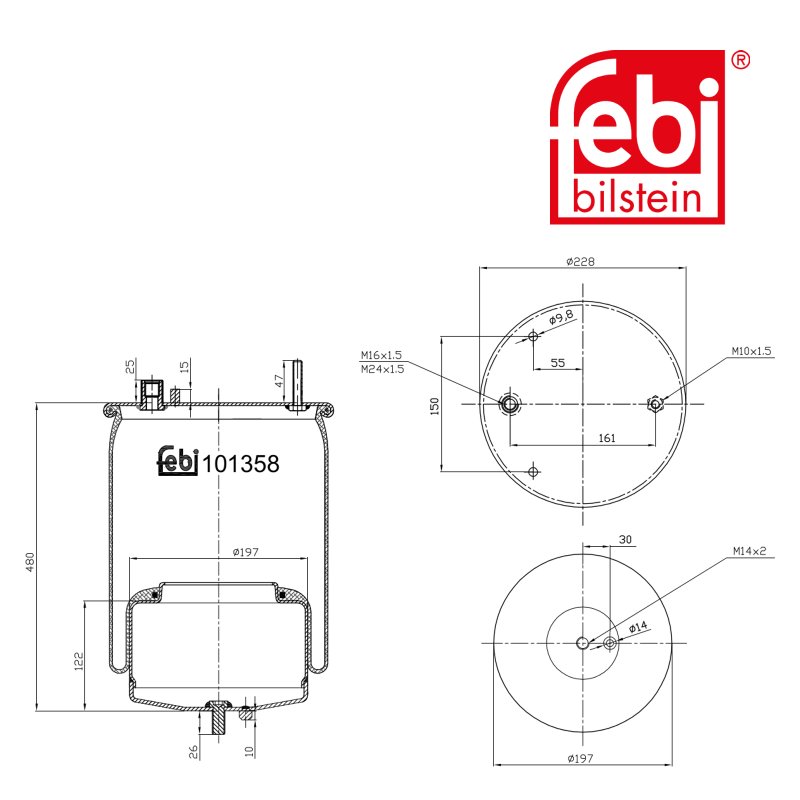 Coussin d air avec piston en acier et tige piston
