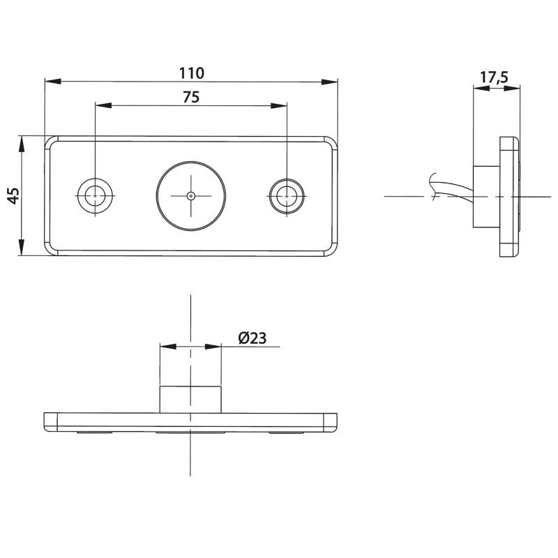LED markeringslicht wit | 12-24v | 50cm. kabel blanc extrémité ouverte