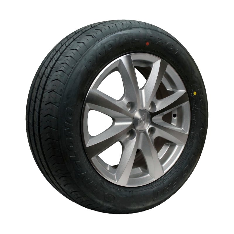 pneu + roue 185/70 R13C 5Jx13H2 ET30 57/100/4 métal léger R701 M+S gris argent
