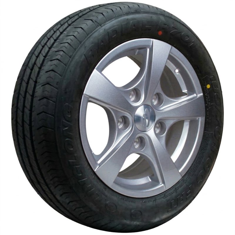 pneu + roue 185/70 R13C 6Jx13H2 ET30 67/112/5 métal léger R701 M+S gris argent