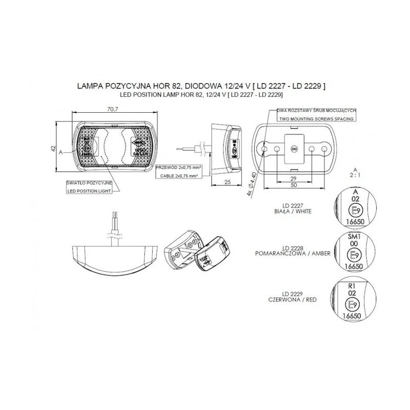 barre de position LED néon rouge compact | 12-24V | 50cm. cable