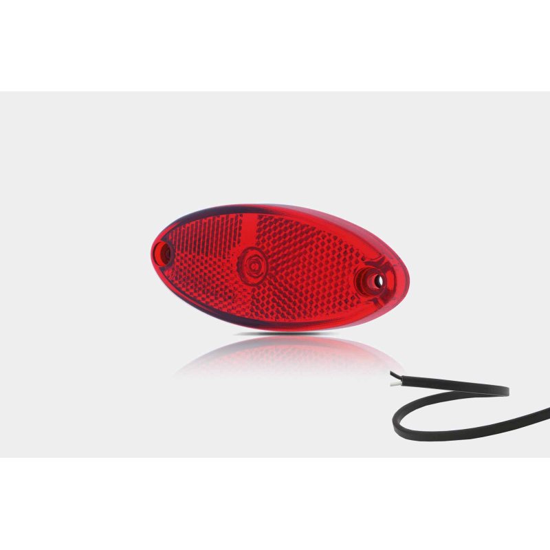 Feu de position LED ovale rouge | 12-24V | câble de 50cm.