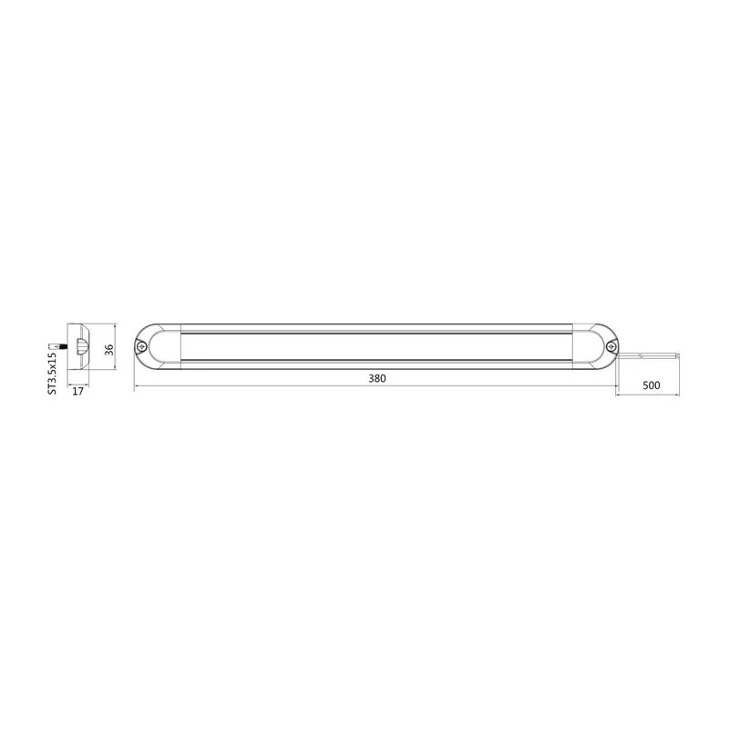 eclairage intérieur LED 38cm - 12-24V - tactile - 50cm de cable
