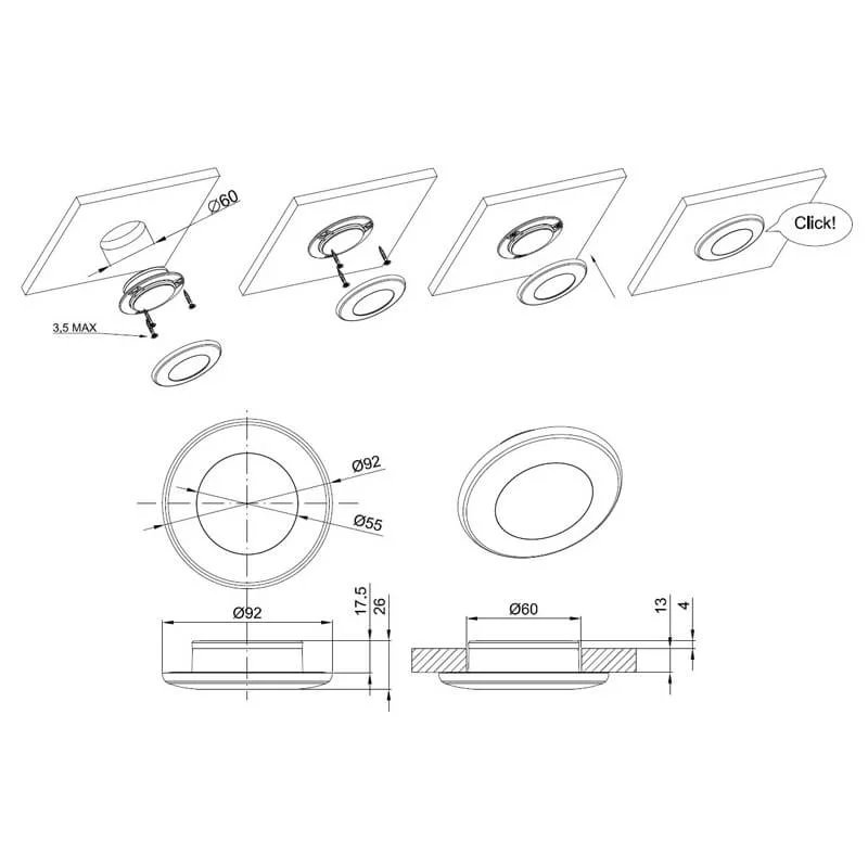Eclairage intérieur LED argent | 12-24V | lumière blanche chaude