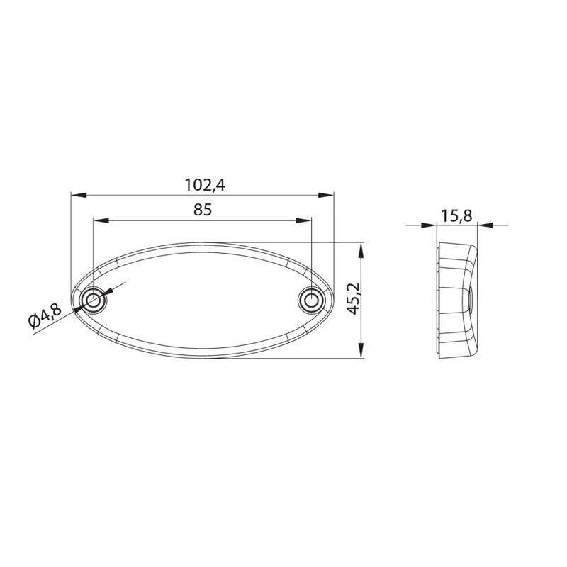barre de position LED ovale orange | 12-24V | 1,5mm². connecteur