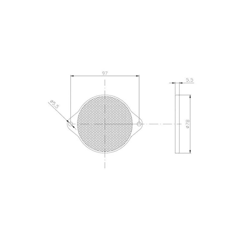 réflecteur rouge | 78 x 5,5mm. | connexion à vis