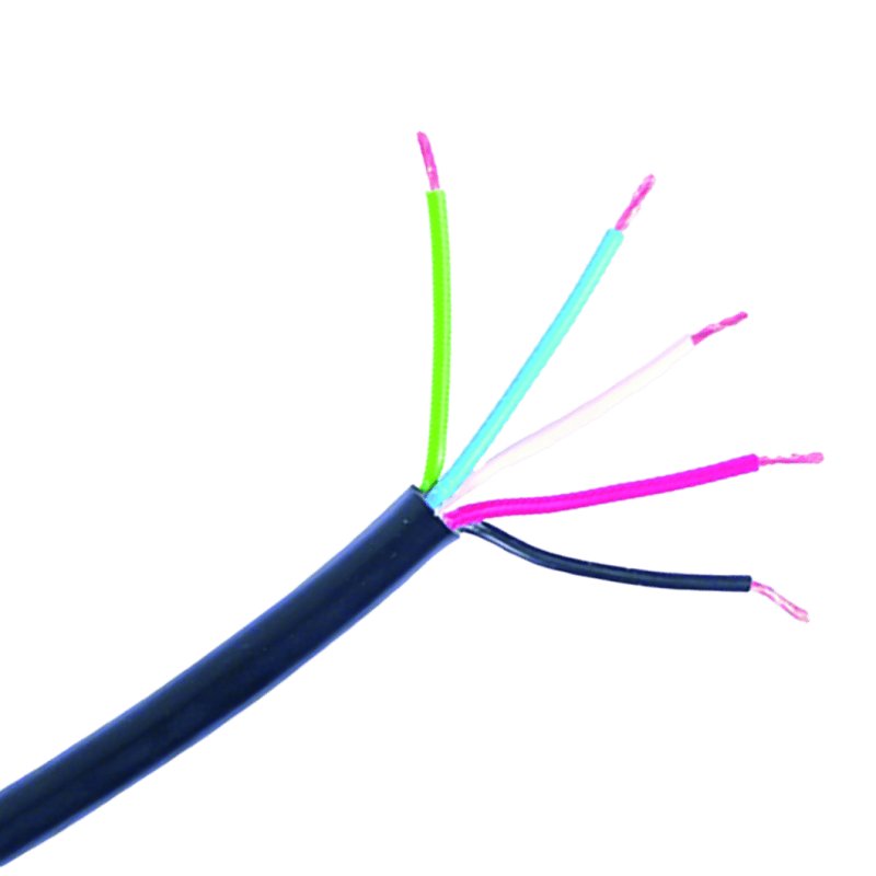 câble à 5 fils | 1,50mm² | noir-rouge-bleu-vert-blanc | 50m