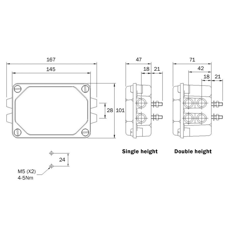 boîte de raccordement modèle haut 14 x 4 raccordement IP54