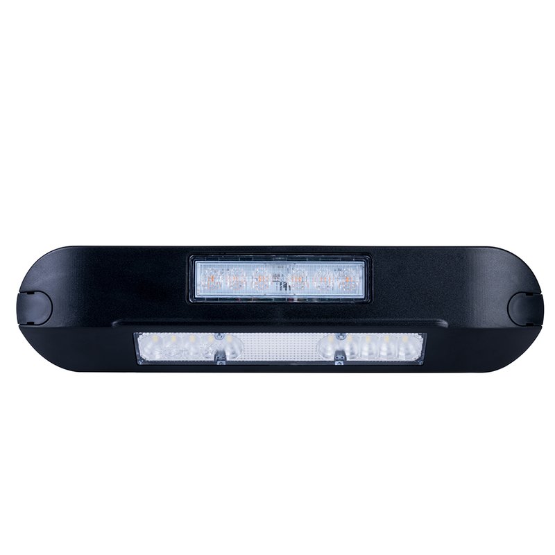 barre de travail LED + feu flash LED orange, 4000K, boîtier noir 12-2