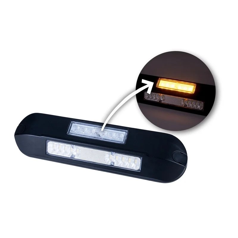 barre de travail LED + feu flash LED orange, 4000K, boîtier noir 12-2