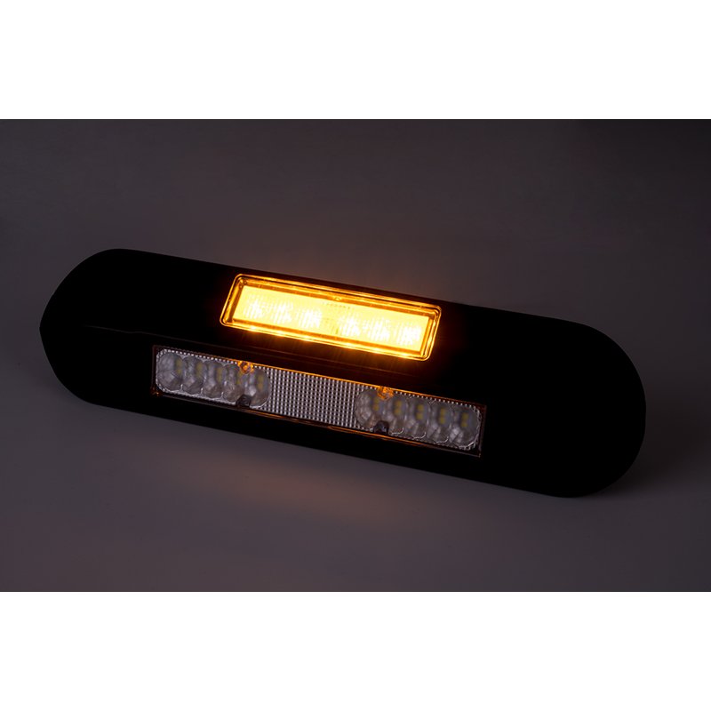barre de travail LED + feu flash LED orange, 4000K, boîtier noir 12-2