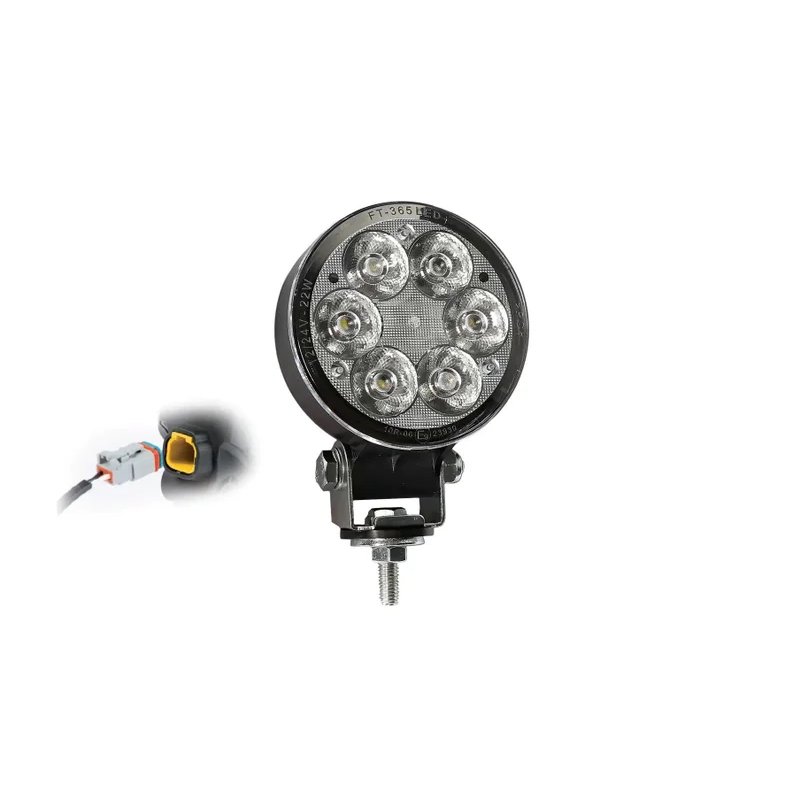 barre de travail LED rond 2500lm, 22W, 12-24V, connecteur intégré DT