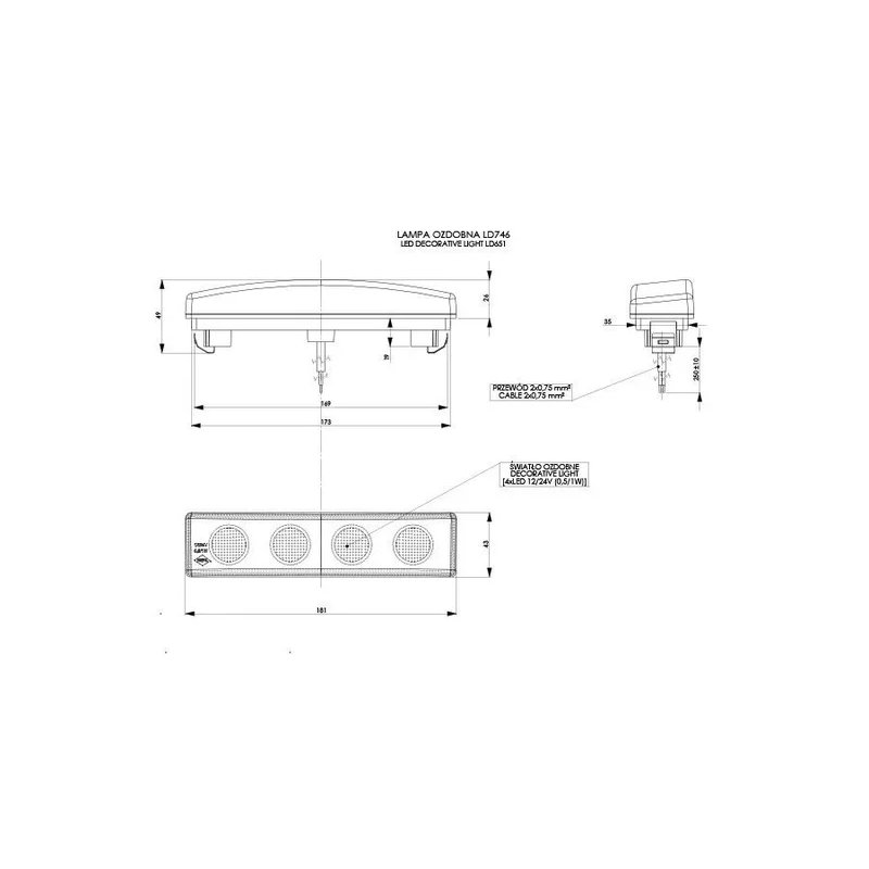barre de position LED | 12-24V | orange