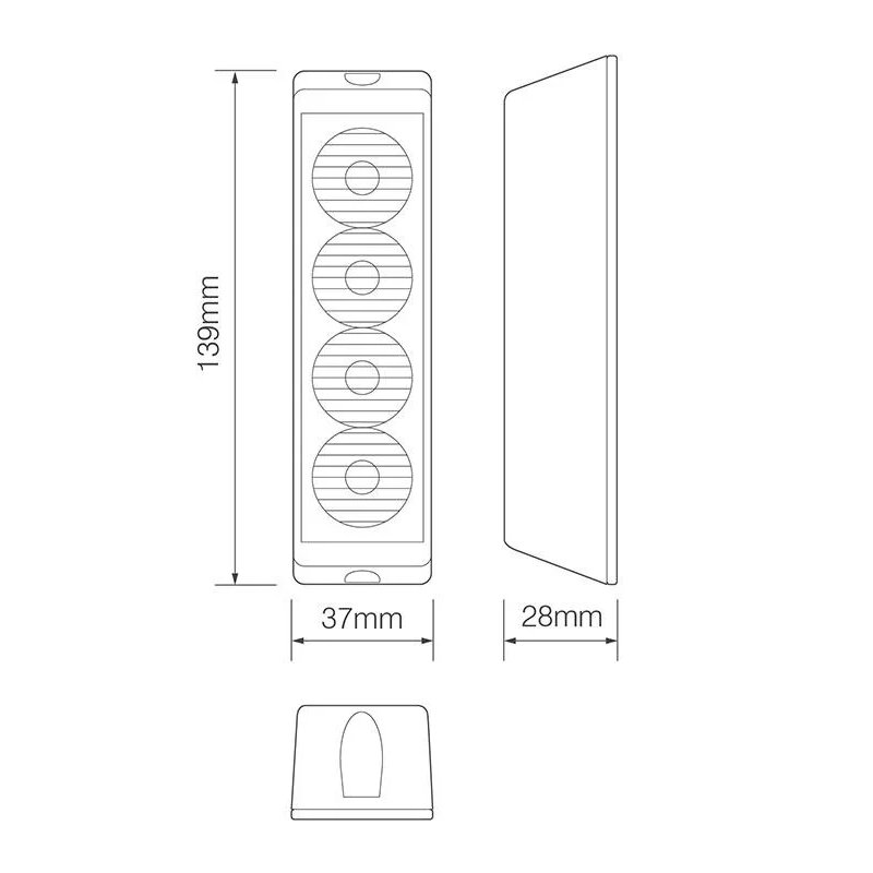 barre flash LED 4 LED | bleu | 10-30v