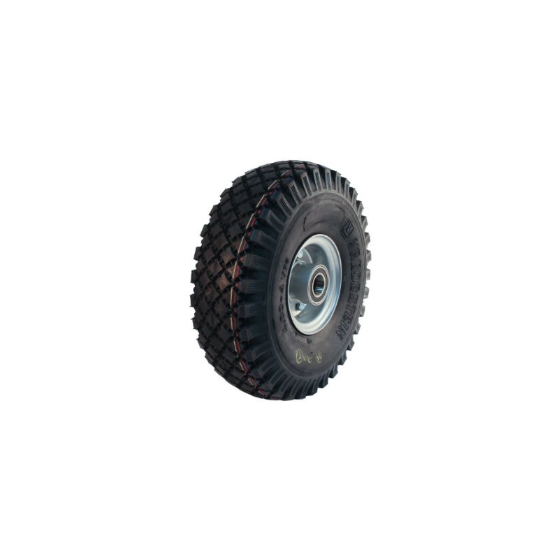 pneu + roue 4.00-4 2.10-4 ET0 roulement à billes Ø20 NL75mm métal V-76 extra gris argent