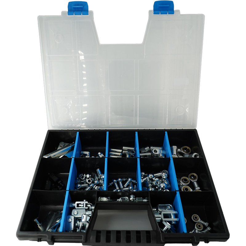 coffret d’assortiment d’accessoires de fixation pour vérins à gaz – 164 pièces