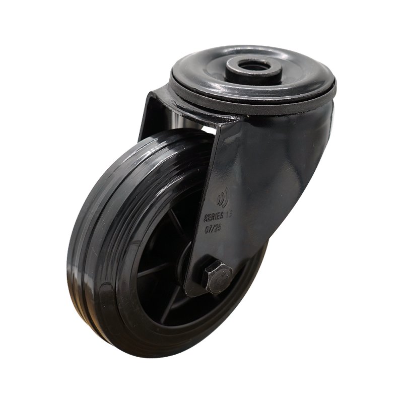 roulette pivotante 80mm Novio Noir série 06 ᠆ 15 trou pour boulon roulement à rouleaux