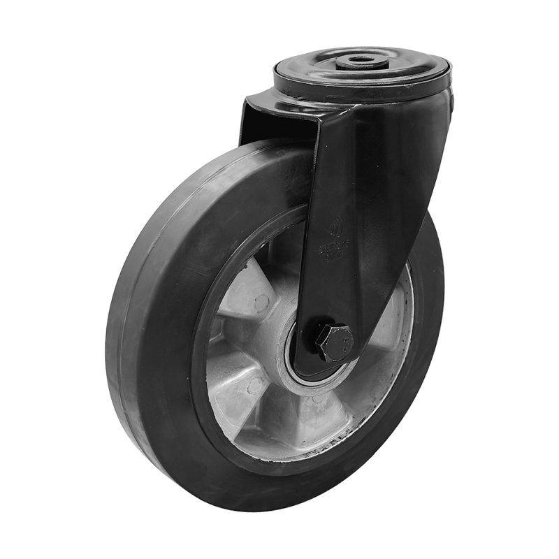 roulette pivotante 200mm Novio Noir série 10 ᠆ 15 trou pour boulon roulement à billes