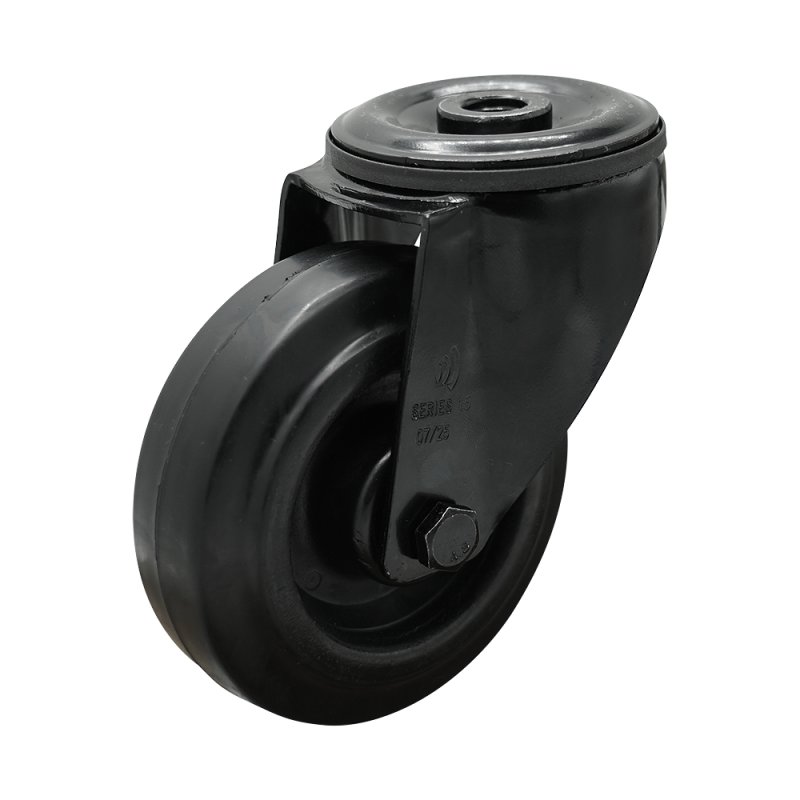 roulette pivotante 80mm Novio Noir série 07 ᠆ 15 trou pour boulon roulement à rouleaux