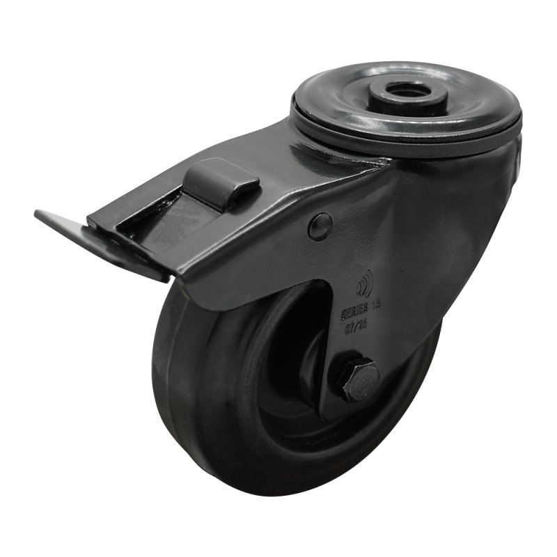 roulette pivotante 80mm Novio Noir série 07 ᠆ 15 trou pour boulon roulement à rouleaux