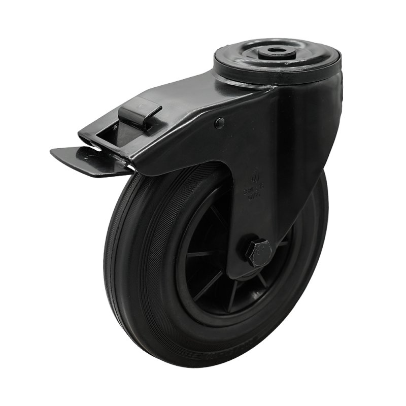 roulette pivotante avec frein 200mm Novio Noir série 01 ᠆ 15 trou pour boulon roulement à rouleaux